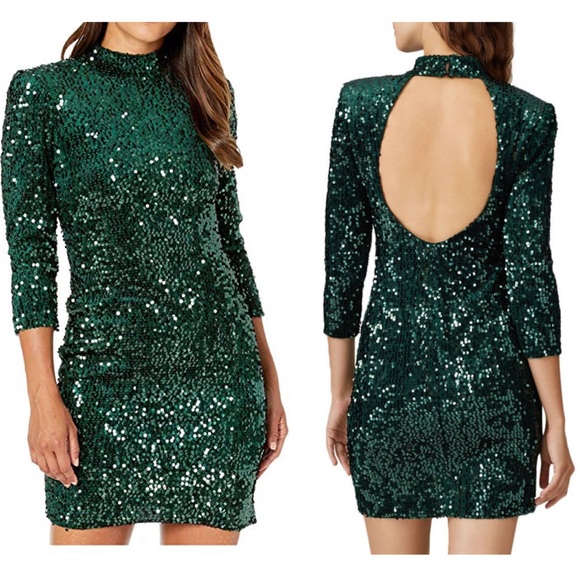 Donna Morgan Dresses & Skirts - NWT Donna Morgan Green Mock Neck Sequin Dress